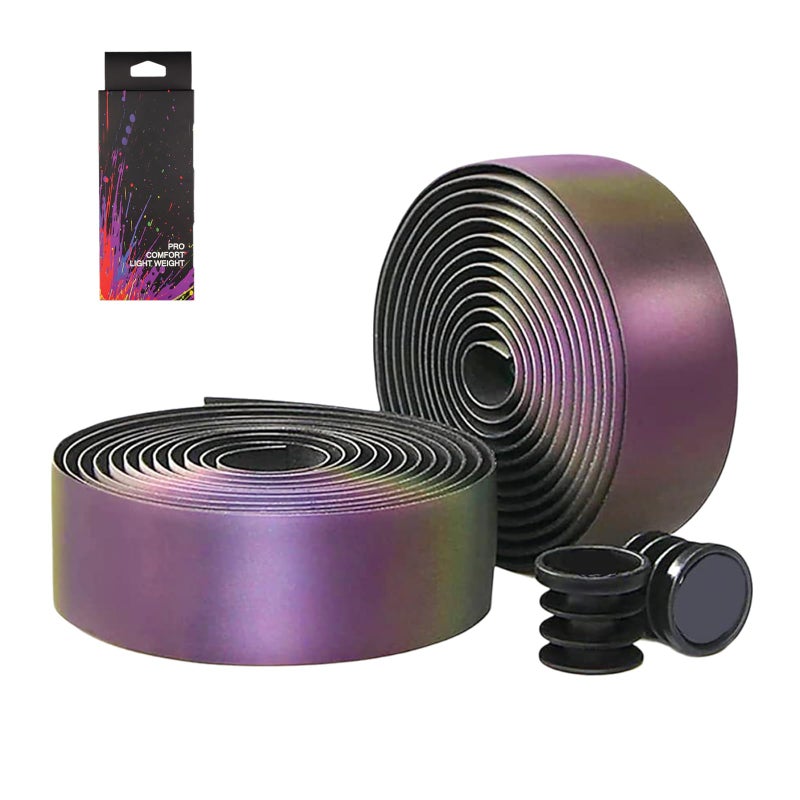 Bumlon Road Bike Handlebar Tape, Bicycle Bar Tape, PU Leather + EVA, Reflective Cycling Handle Grip Wrap - 2 Rolls - Image 1